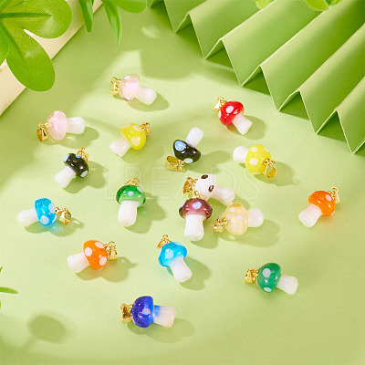 24Pcs 12 Colors Handmade Lampwork Pendants LAMP-TA0001-77-1