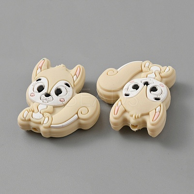 Squirrel Food Grade Eco-Friendly Silicone Beads SIL-WH0012-030I-1