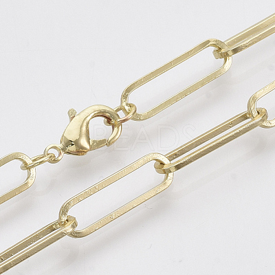 Brass Flat Oval Paperclip Chain Necklace Making MAK-S072-07B-LG-1