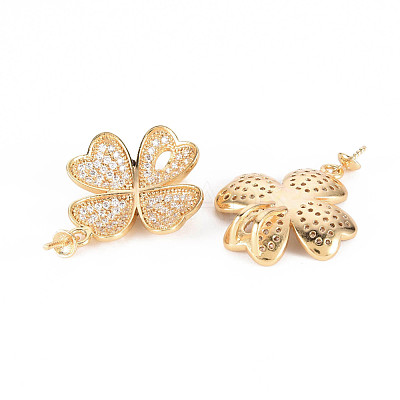 Brass Micro Pave Clear Cubic Zirconia Peg Bails Pendants KK-T062-156G-NF-1