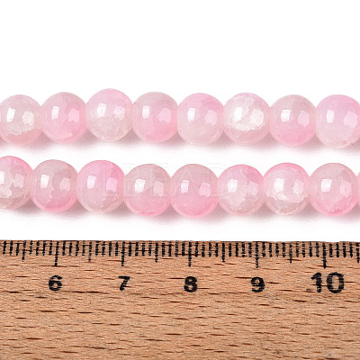Crackle Baking Paint Imitation Jade Glass Beads Strands DGLA-YW0001-17B-1