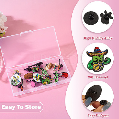 16Pcs 8 Styles Western Music Theme Enamel Pin JEWB-TA0001-29-1