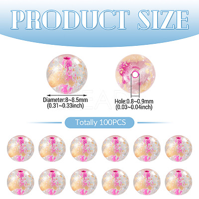 100Pcs Crackle Transparent Glass Beads GLAA-TADJ0001-12I-1