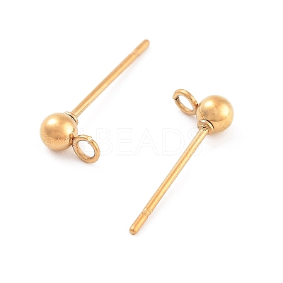 Ion Plating(IP) 304 Stainless Steel Ball Post Stud Earring Findings X-STAS-E163-44G-01-1