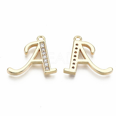 Brass Micro Pave Clear Cubic Zirconia Pendants KK-S360-053A-NF-1