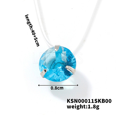 Flat Round Plastic Pendant Invisible Cord Necklaces for Women JB6177-5-1