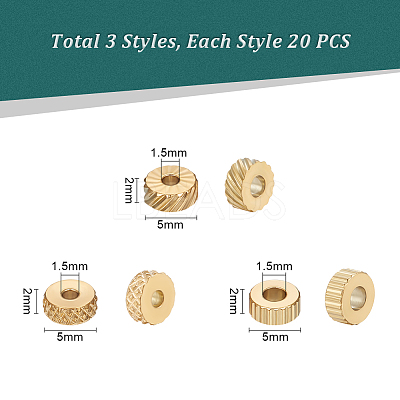 60Pcs 3 Styles 304 Stainless Steel Beads STAS-UN0044-59-1