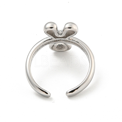 Brass Letter Open Cuff Rings for Women RJEW-G313-01Y-P-1
