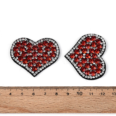 Heart Hotfix Glass Rhinestone with Cloth Patches PATC-T002-02D-1