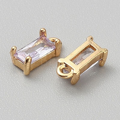 Golden Plated Brass Cubic Zirconia Charms ZIRC-WH0015-01G-09-1