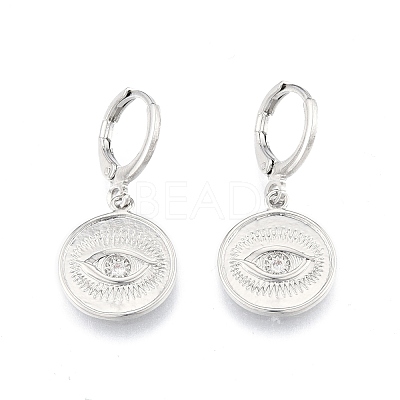 Clear Cubic Zirconia Horse Eye Dangle Leverback Earrings EJEW-N012-104P-1