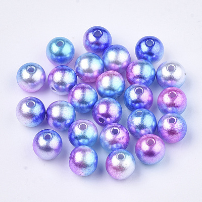 Rainbow ABS Plastic Imitation Pearl Beads OACR-Q174-6mm-06-1