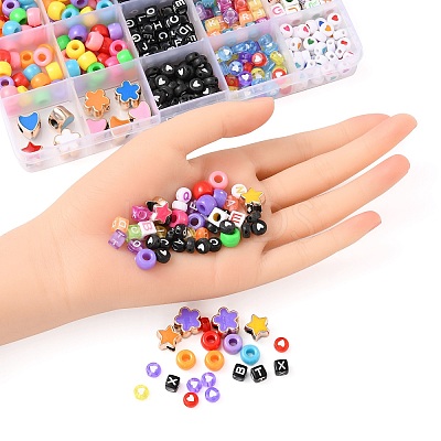 588Pcs 13 Styles Geometric & Star & Heart & Flower Acrylic Beads DIY-FS0002-04-1