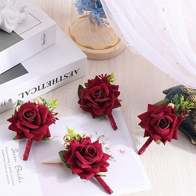 4Pcs Silk Brooch AJEW-CP0007-51-1