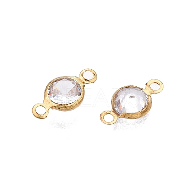 Brass Clear Cubic Zirconia Connector Charms KK-T070-07C-A-1