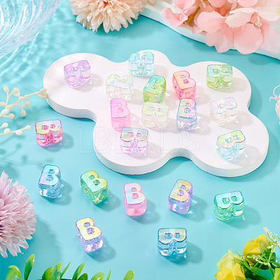 20Pcs UV Plating Transparent Acrylic European Beads OACR-TADJ0001-19B-1