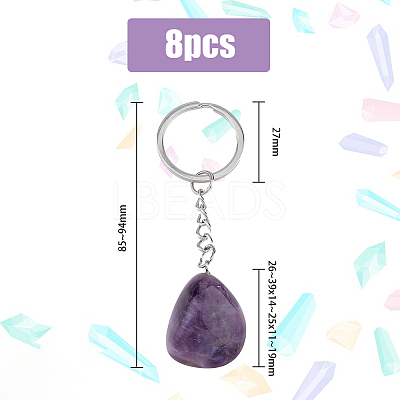Natural Amethyst Keychain G-DC0001-25-1