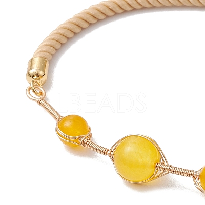 Natural Mixed Gemstone Round Beaded Slider Bracelets BJEW-JB11054-1