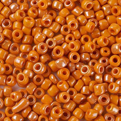 6/0 Opaque Colors Lustered Round Glass Seed Beads X-SEED-A012-4mm-130-1
