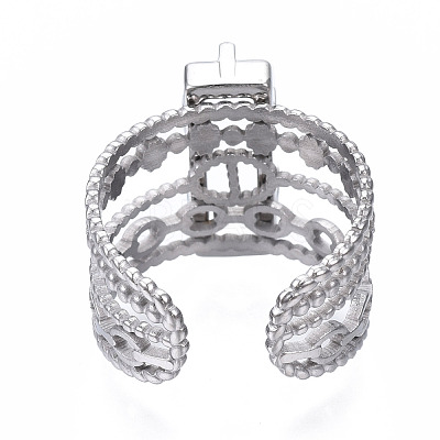 Non-Tarnish 304 Stainless Steel Open Cuff Ring Findings STAS-T060-04P-1