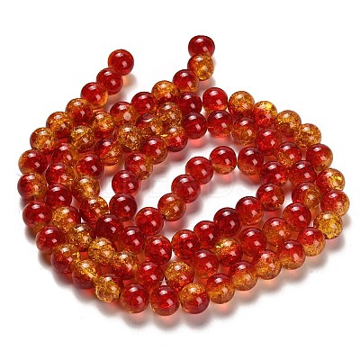 Spray Painted Crackle Glass Beads Strands CCG-Q002-10mm-10-1