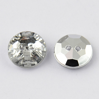 2-Hole Taiwan Acrylic Rhinestone Flat Round Buttons BUTT-F015-10mm-02-1