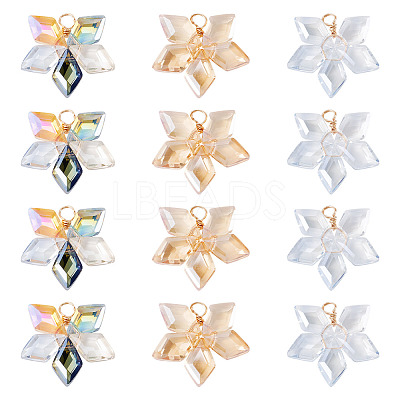18Pcs 3 Styles Glass Pendants PALLOY-TA00343-1