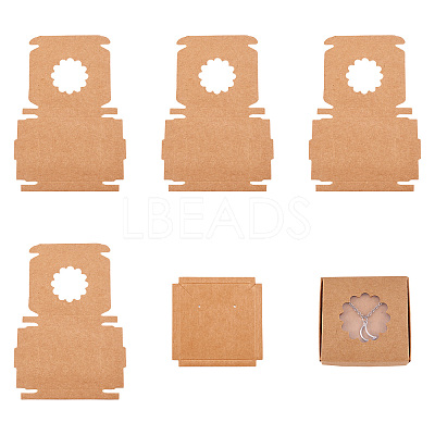 Square Kraft Paper Jewelry Storage Boxes CON-TAC0001-04A-1