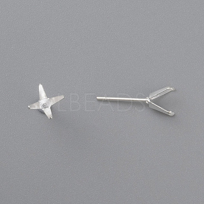 304 Stainless Steel Prong Earring Settings LS-STAS-O098-06S-04-1