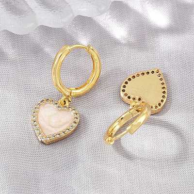 Brass Micro Pave Cubic Zirconia Hoop Dangle Earrings KK-CBA8324-16G-1
