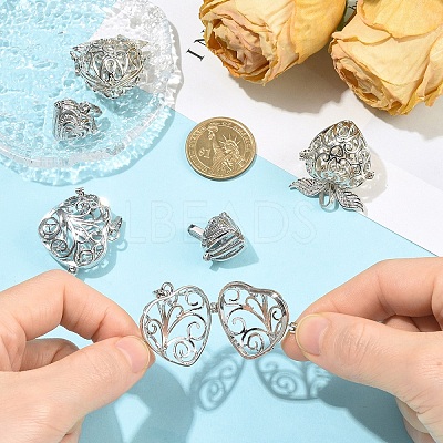 6Pcs 3 Styles Brass & Alloy  Bead Cage Pendants FIND-YW0011-82-1
