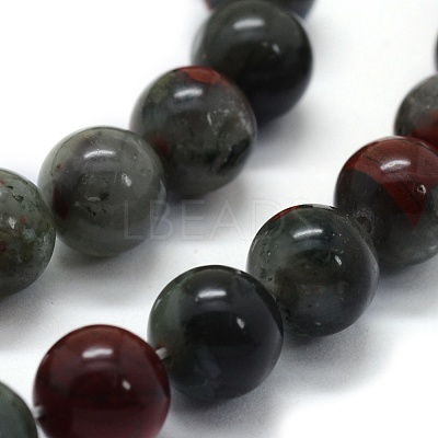 Natural African Bloodstone Beads Strands X-G-G763-08-10mm-1