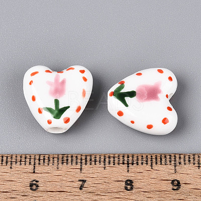 Hand Painted Tulip Flower Porcelain Ceramic Beads PORC-T134-28A-1