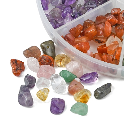 80G 8 Styles Natural & Synthetic Mixed Gemstone Chip Beads G-FS0005-50-1
