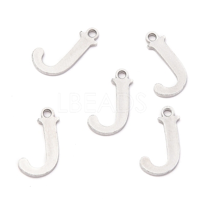 Tarnish Resistant 304 Stainless Steel Alphabet Charms STAS-H122-J-P-1