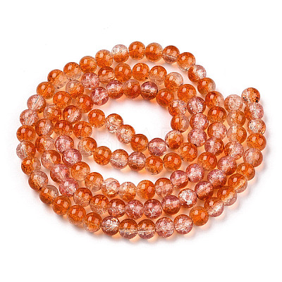 Transparent Crackle Baking Paint Glass Beads Strands X1-DGLA-T003-01A-11-1