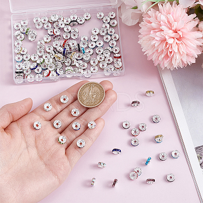 160Pcs 10 Colors Brass Rhinestone Spacer Beads RB-ME0001-02-1