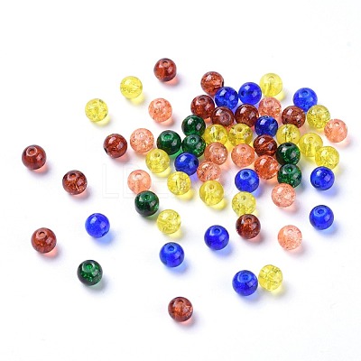 Baking Paint Crackle Glass Beads DGLA-X0006-6mm-07-1