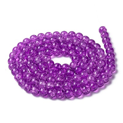 Spray Painted Crackle Glass Beads Strands CCG-Q001-8mm-12-1