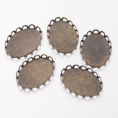 Brass Lace Edge Bezel Cups KK-E185-AB-NF-1