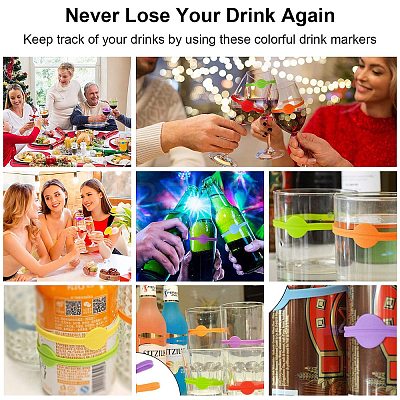 Long Silicone Wine Glass Label AJEW-PH0016-64-1