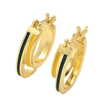 Two-layer Oval Brass Enamel Hoop Earrings EJEW-S252-03A-G-1