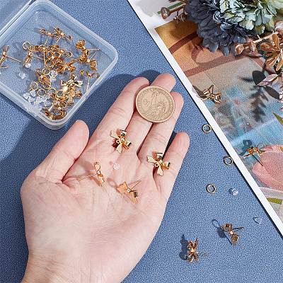 26Pcs Bowknot Brass Earring Findings DIY-ME0001-09G-1