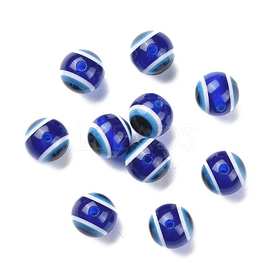 Round Evil Eye Resin Beads RESI-R159-10mm-08-1