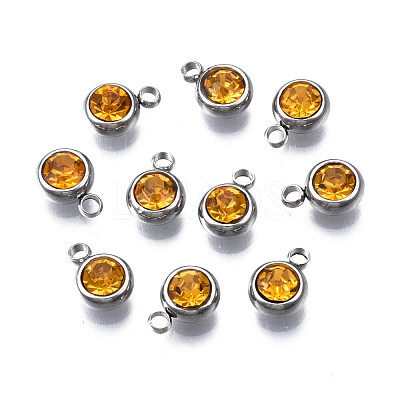 201 Stainless Steel Rhinestone Charms STAS-S068-18-1