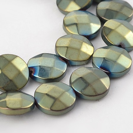 Electroplate Non-magnetic Synthetic Hematite Flat Round Bead Strands G-L368-05C-1