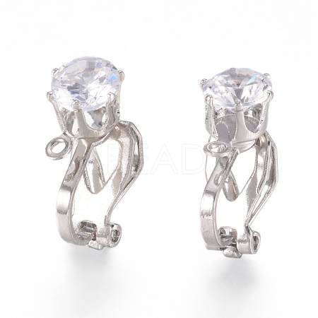 Brass Clip-on Earring Findings KK-L198-011P-1