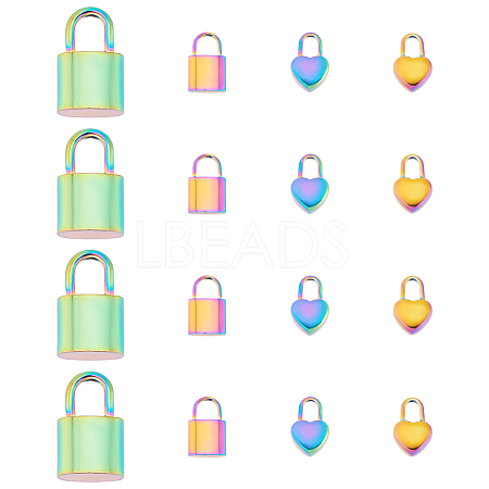 16Pcs 4 Style 201 & 304 Stainless Steel Pendants STAS-AR0001-42-1