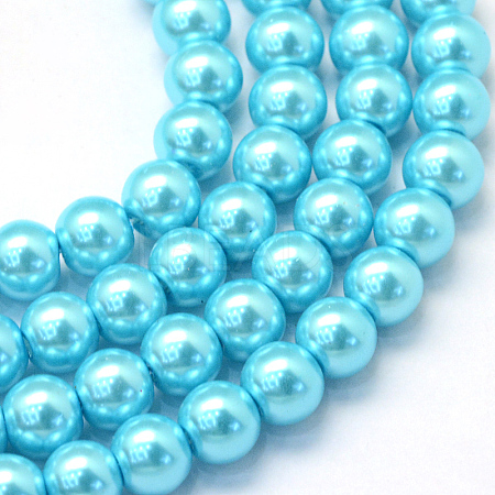 Baking Paint Pearlized Glass Pearl Round Bead Strands HY-Q003-4mm-48-1