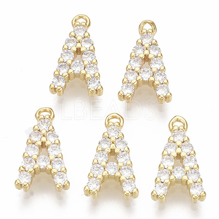 Brass Micro Pave Cubic Zirconia Charms KK-T060-05-A-G-NF-1